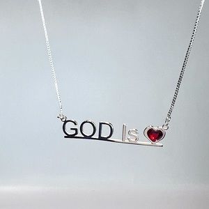 God Is Love Inspirational Necklace. .925 plated, 18in box chain. 2in extender
